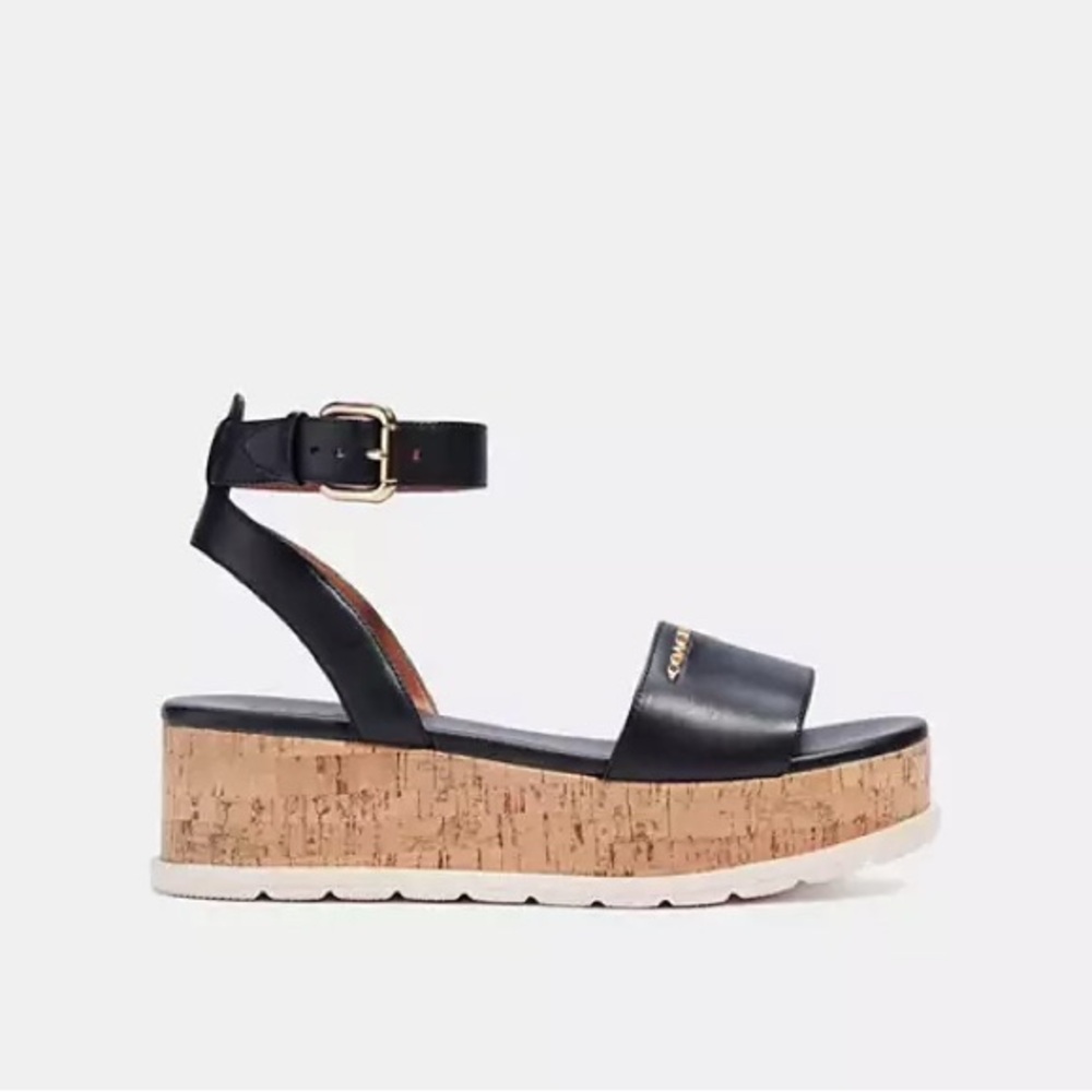 *NEW* COACH Talulah Leather Sandal - Black - Size 7.5